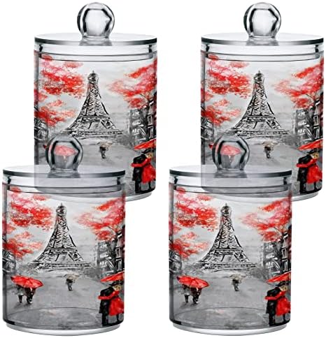 Alaza 4 Pack Qtip Držač Dispenzer France Paris Eiffel Tower Kupatilo Kanima za kupatilo za pamučne