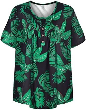Bluza TEE za djevojke kratki rukav Vneck pamuk cvjetna grafička havajska tropska plaža labava pomno bluza