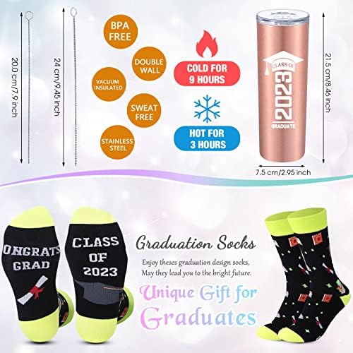 Klasa 2023 Matura od nerđajućeg čelika i smešne čarape za diplomiranje 20 oz čaša za vodu od nerđajućeg