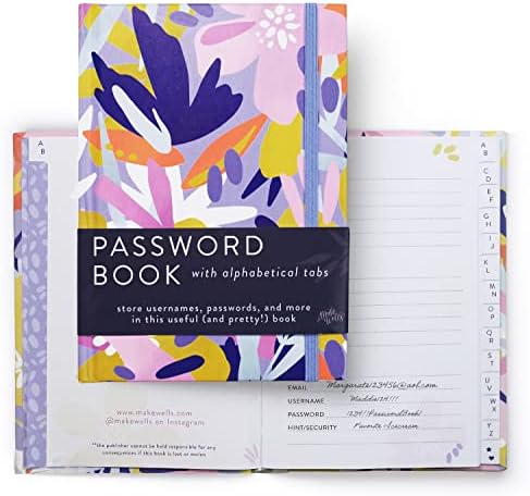 Knjiga lozinki sa abecednim karticama - Tvrdi povez Sažetak Florals - 5 x 7 inča-prekrasan Organizator