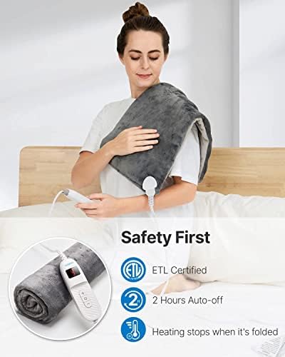 Renpho električni grijaći jastučić za stopalo ramena na leđima, 12x24 Ultra-mekani veliki toplotni jastučići