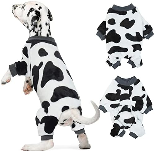 Dentrun Mali pas zima topla odjeća smiješno štene mlijeko kravlje kostime, mali pasmine kućne ljubimce mačke oserije meke flanelne pidžame