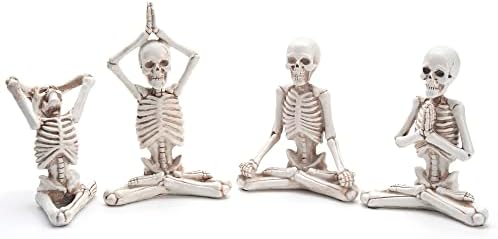 Cestativo skeleton joga figurice za kućni dekor, 4 kom. Kipova smole Duhovna skulptura za medinaciju za tablicu