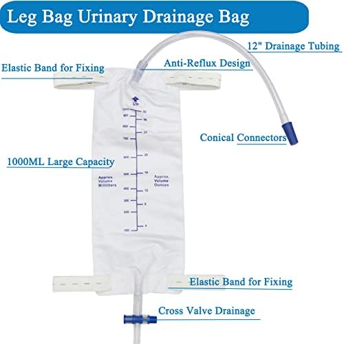 Torba za nogu urinarnu vrećicu za urine kolekcija odvodne vrećice, 1000ml torba za urinu, anti-refluks 12 odvodne