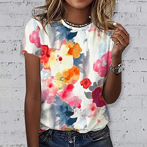 Ženski ljetni vrhovi Grafički leptir Print Majice Ljetni kratki rukav majica Majica za kućne
