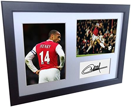 Potpisan Crni Fudbal Thierry Henry Arsenal Autogramiran Foto fotografisani okvir za slike A4 12x8 fudbalski