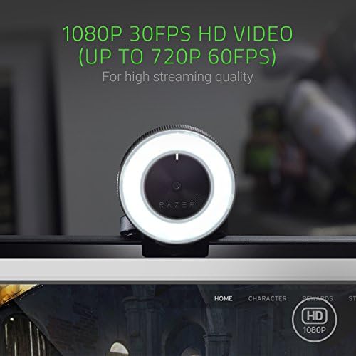 Razer Kiyo Streaming Web kamera: Full HD 1080p 30 FPS / 720p 60 FPS - prstenasto svjetlo sa podesivom svjetlinom