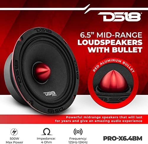 DS18 Premium Car Audio Bundle 2x PRO-X6.4BM Midrange zvučnik i 2x Pro-TW120 Super Bullet Tweeters