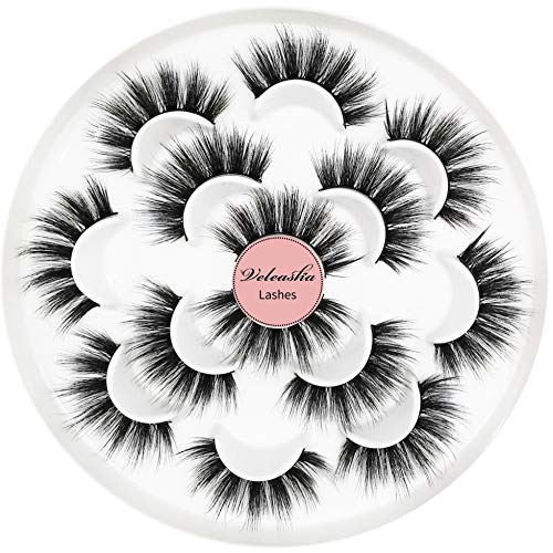 Veleasha Russian Strip Lashes and 5D Faux Mink Lashes ,Natural Lashes Wispy Fluffy Lashes 2 Styles