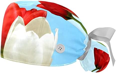 2 komada Crveni bijeli tulip cvijet radnog šešira Bouffan kapa Jedna veličina više boja