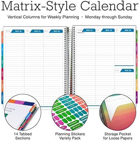 Globalni tiskani proizvodi Deluxe Academic 2023-2024 Planer: 8.5 X11 uključuje kartice stranice, oznaku, naljepnice za planiranje, džepne mape svakodnevno mjesečni plan godišnjeg dnevnog reda