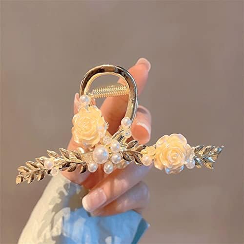 FZZDP Metal Coiffure Grip Clip Velika kosa za kosu zapremine morskog pjka klip ruža cvjetna oprema za kosu