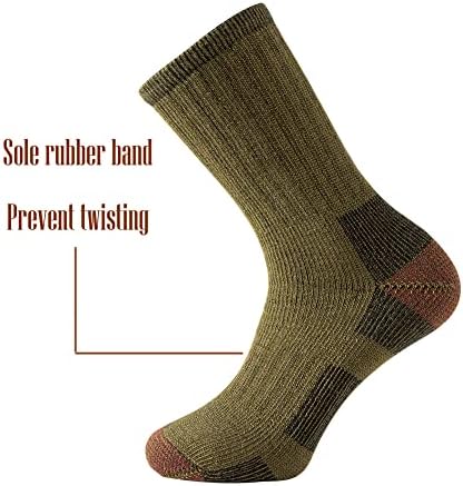 ACOL 78% Merino vunene čarape za muškarce ojačane pete Heel Thick Moisture Wicking Terry-Loop jastuk za