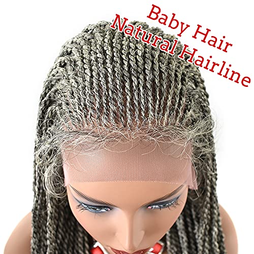Afro Box Pletena Perika Swiss Lace Front Updo Bun Cornrow Holandski Micro Twist Baby Hair Kanekalon