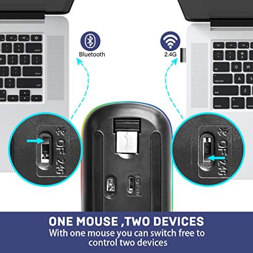 COO bežični miš, LED Slim Dual Mode punjivi Led bežični miš sa 3 Podesiva DPI za iPad OS 13,