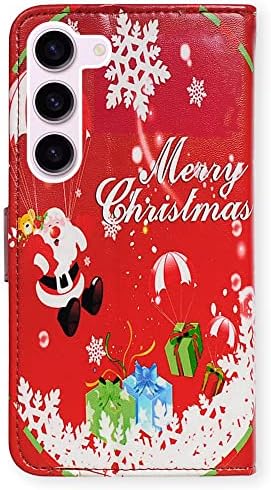 Bcov Galaxy S23 Plus Case, crveni Božić uzorak koža Flip Phone Case novčanik poklopac sa slot za kartice držač nosač za Samsung Galaxy S23 Plus