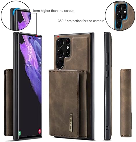 Oidealo 2 u 1 novčanik slučaj za Samsung Galaxy S23 Ultra, DG.MING Retro kožna futrola za telefon magnetna