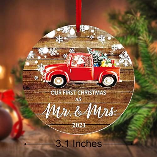 DECORY first Christmas Married Ornament 2021, Keepsake Wedding Gifts Our First Christmas Ornament