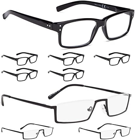 LUR 6 pakovanja klasičnih naočala za čitanje + 3 pakovanja na čaše za očitanje metala od pola obruča