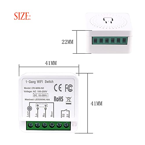 Cololock Mini Smart Reley WiFi prekidač, DIY Smart Light prekidač modula Smart Life / Tuya App, kompatibilan