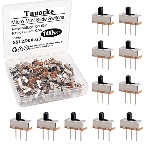 Tnuocke 100pcs 5mm Visoko dugme Vertikalni mikro mini klizni prekidači, 3-pin 2 Pozicija SPDT zasuiranje