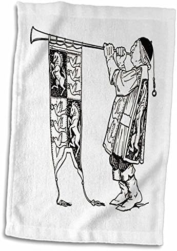 3drose slika crno-bijelog srednjeg veka muzičara i zastava - ručnici