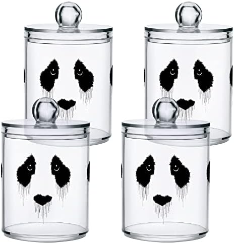 Yyzzh crtani panda medvjedići oči crno-bijeli dizajn 4 pakovanje QTIP-ovog držača za pamučne swab kugle