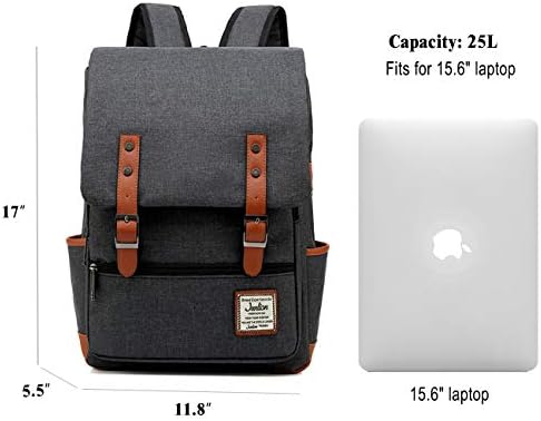 Junlion Vintage laptop ruksak poklon za žene muškarce, školski koledž tanak ruksak odgovara 15,6 inčnom