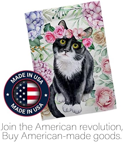Breeze Decor cvjetni tuxedo Cat House Zastava za zastavu Kitte Miow razmažena šapa Pet Pet Nature Farm Božinsko stvorenje Podrška Naše trupe Banner Mali vrtni dvorišni poklon Dvostrani, napravljeni u SAD-u