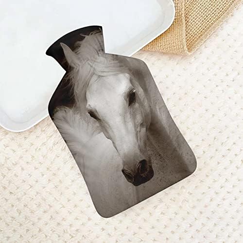Bijeli konj na tamnoj boci s toplom vodom s mekim poklopcem 1L Velika klasična toplijska torba za ručne noge za vrat