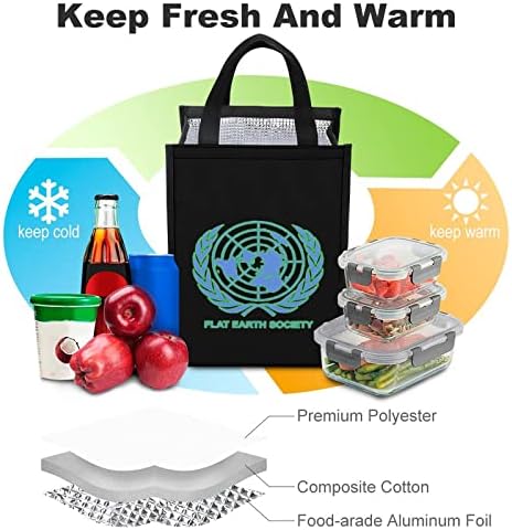 Flat Earth Society štampana torba za ručak sklopiva izolovana nepropusna torba sa džepnom