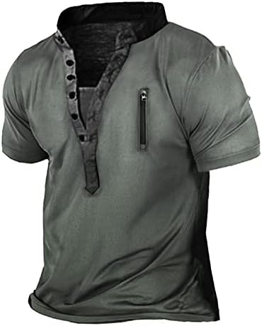 Muška majica na otvorenom Zipper Retro Print Ters Labavi kratki rukav najsretni letnji majica