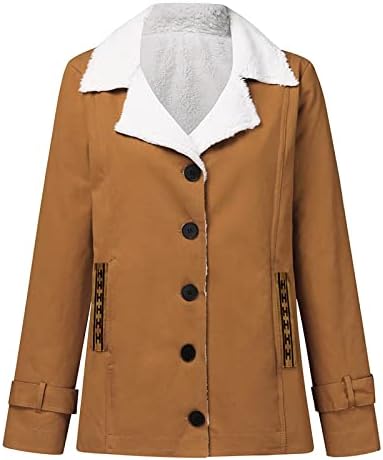 SGASY zimska jakna za žene, ženske jakne od runa s džepovima Parka zimski kaputi rever gumb prema