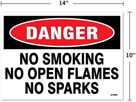 OPASNOST: Ne pušenje Nema otvorenog plamena Ne Isprska, 7 visoka x 10 široka, crna / crvena na bijelom,