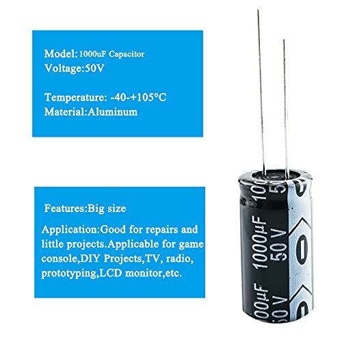 1000uf 50V kondenzator, JIADONG 10kom asortiman elektrolitičkih kondenzatora za DIY lemljenje elektronskih projekata