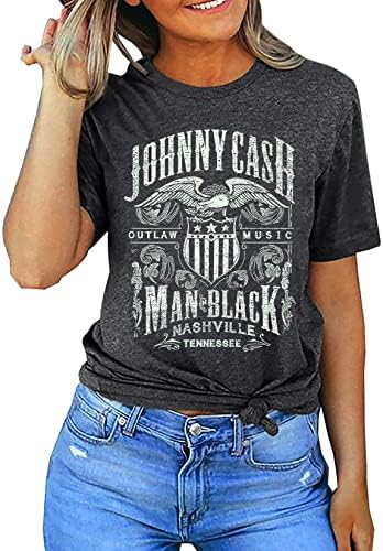 Cash Grafički Shirt Tees Žene Vintage Country Muzika T-Shirt Casual Bend Ljubitelji Muzike Top Tee