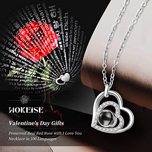 Wokeise Roses cvjetni pokloni sa ogrlicama Volim te na 100 jezika, zauvijek jedinstvene ruže poklone za žene