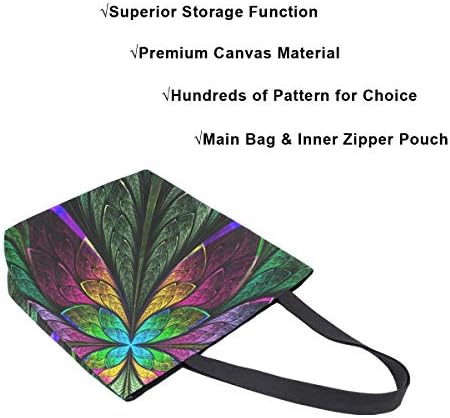 Alaza Hipster Rainbow Butterfly platnene točke torbe Top ručke torbice Velike torbe za višekratnu upotrebu Torbe za pamučne rame za žene Travel Work Kupovina