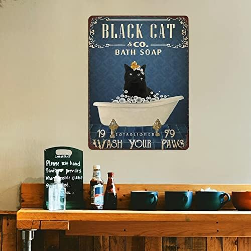 Metalni znakovi Vintage Black Cat Bap Soap Operite svoje šape Crna Mačka Vintage za kućni dnevni