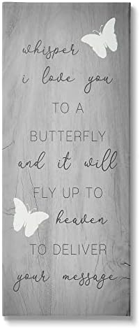 Stupell Industries Romantic Butterfly Quote Rustic Grey Grain Pattern, Design by Daphne Polselli, 13