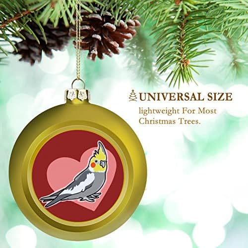 Slatka Cockatiel sa srcem Božić loptu Shatterproof viseći ukrasi za Božić Tree kamin Party Dekoracije
