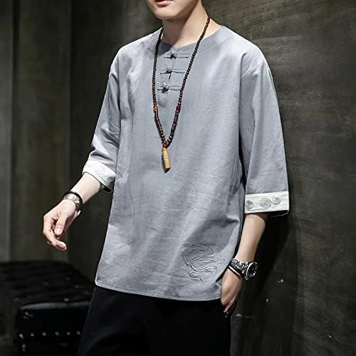 N / A Hanfu Lanen kratki rukav majica plus veličina tang odijelo Muška odjeća Ležerne prilike za prevelike vrhove mužjaka