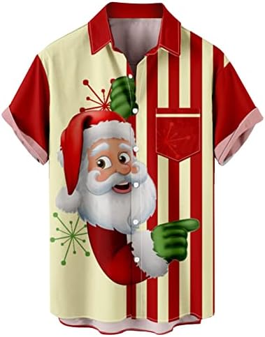 Wocachi muške božićne majice kratki rukav Funky tipku s majicama Party Aloha košulje Santa Ispis Havajska