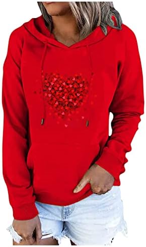 Ženske valentine vrhovi dame srčane tunike Ležerne majice Dugi rukav Duksevi Pulover preveliki tees modni dukseri