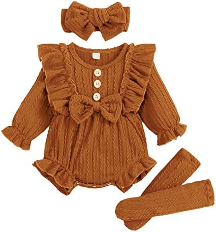 Dječja dječja djevojka Odjeća Solid Ruffle s dugim rukavima RODYSUIT TOPS Jednodijelni kombinezon Jesen Zimska
