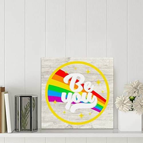 Drveni znakovi Rainbow Pride Lesbian gay lgbtq Wood plaket lgbtq Budi hod zid umjetnost Rustikalni
