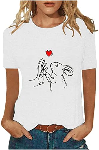Slatka zeko tiskane uskrsne majice za žene labave povremene grafičke majice okrugle vrat kratkih rukava