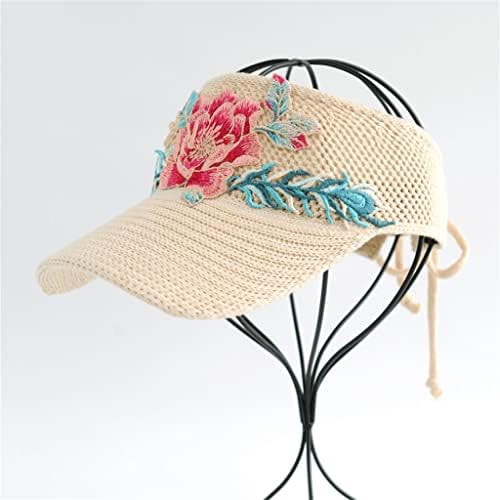 ZSEDP ženski vezeni cvijet prazan gornji šešir za plažu koji pokriva šešir za sunce sklopivi šešir