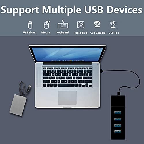 4 port USB Hub Adapter, prijenosni USB Hub,Micro USB 3.0 Hub Multiport Adapter sa LED indikatorom za tastaturu