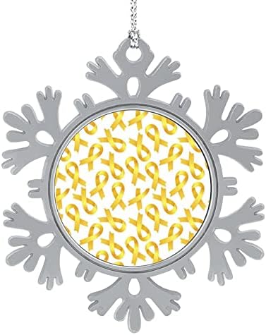 Zlatna traka za djetinjstvo rak svijest pahuljica privjesak Božić viseći ukrasi Print Božić Tree dekoracije